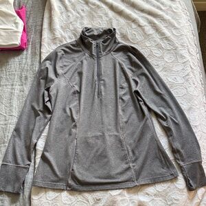 Gray Quarter-Zip Long Sleeve Pullover